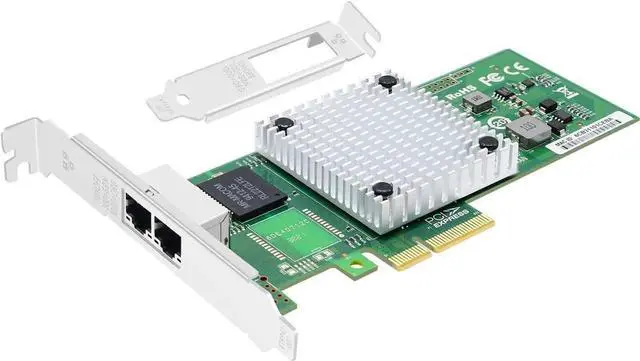 Main image of Dual-Port PCIe X4 Gigabit Server NIC, Net-Swift WX1860-T2 Controller 2×RJ45 10/100/1000Mbps Ethernet Adapter, Compatible with Windows Server, CentOS, RHEL, Ubuntu & SLES Linux