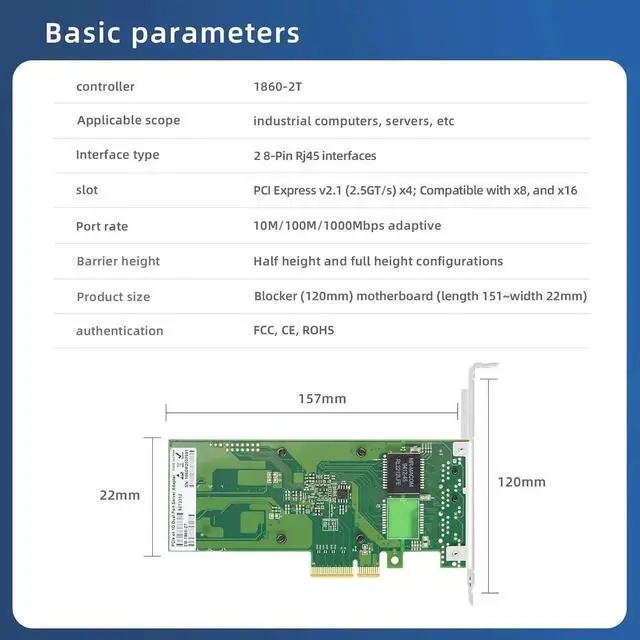 Alt view image 5 of 7 - Dual-Port PCIe X4 Gigabit Server NIC, Net-Swift WX1860-T2 Controller 2×RJ45 10/100/1000Mbps Ethernet Adapter, Compatible with Windows Server, CentOS, RHEL, Ubuntu & SLES Linux