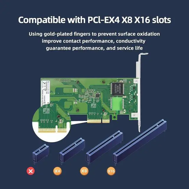 Alt view image 2 of 7 - Dual-Port PCIe X4 Gigabit Server NIC, Net-Swift WX1860-T2 Controller 2×RJ45 10/100/1000Mbps Ethernet Adapter, Compatible with Windows Server, CentOS, RHEL, Ubuntu & SLES Linux