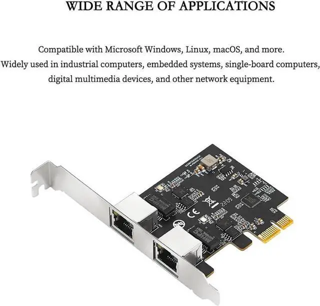 Alt view image 7 of 7 - Dual RJ45 2.5G PCIe X1 Network Card, Realtek RTL8125B 2500Mbps PCI-E x1 Ethernet LAN Adapter with Dual LED Indicators, Full & Low Profile Brackets for Desktop PC, Server & NAS