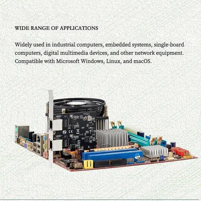 Alt view image 6 of 7 - Dual RJ45 2.5G PCIe X1 Network Card, Realtek RTL8125B 2500Mbps PCI-E x1 Ethernet LAN Adapter with Dual LED Indicators, Full & Low Profile Brackets for Desktop PC, Server & NAS