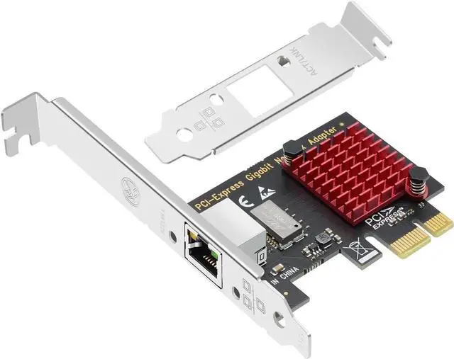 Main image of Single-Port PCIe X1 Gigabit NIC, Realtek RTL8111H RJ45 10/100/1000Mbps Ethernet Adapter with Full & Low Profile Brackets for Desktop PC and Entry Server