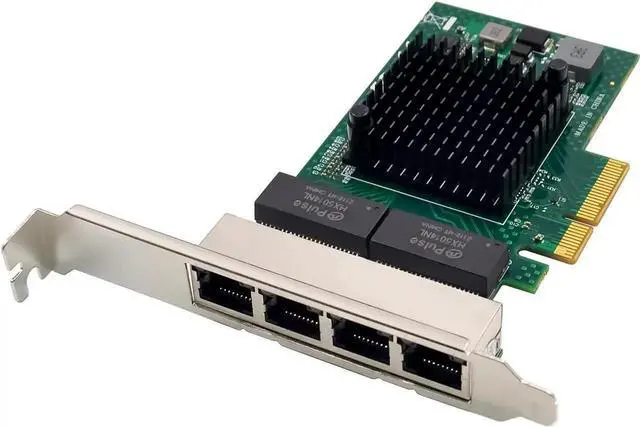 Alt view image 3 of 7 - BCM5719-4P Quad Port Gigabit PCIe Server NIC, Broadcom NetXtreme BCM5719 Chip 4×RJ45 10/100/1000Mbps Ethernet Adapter, Full/Low Profile Bracket, PXE/WOL/SR-IOV Supported for Windows Server Linux Ubunt