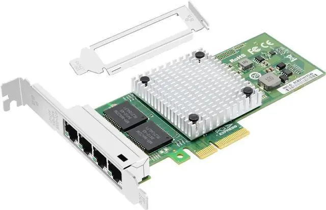 Main image of PCIe 2.1 x4 Quad Port Gigabit Server NIC, Domestic WX1860-T4 Controller 4×RJ45 10/100/1000Mbps Ethernet Adapter, Full & Low Profile Bracket for Windows Server CentOS RHEL Ubuntu SLES Linux Virtualizat