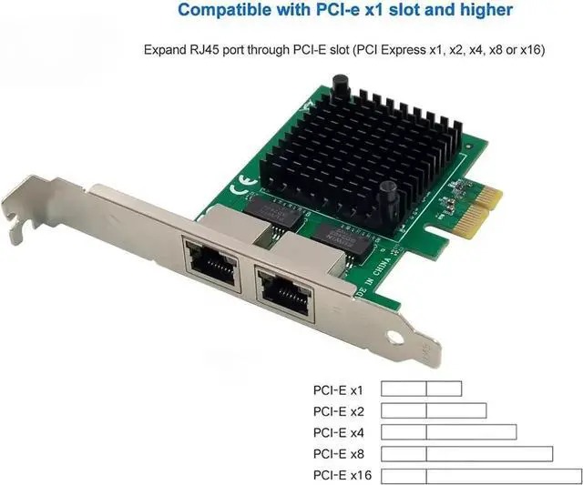 Alt view image 6 of 7 - Dual Port 2.5GBase-T PCIe 3.1 x1 Network Adapter, Intel I225-V / I226-V Controller RJ45 NIC Card 2500/1000/100Mbps Multi-Gigabit Ethernet Card with Full & Low Profile Bracket for Windows 10/11 Linux N