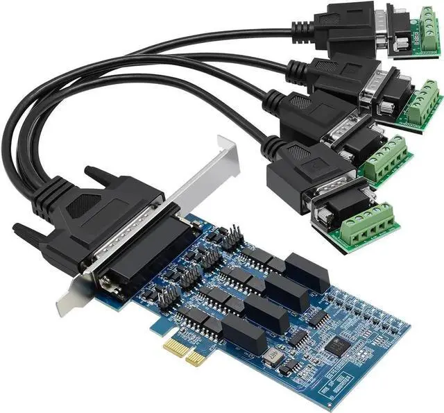 Main image of PCIe to 4-Port RS485/RS422 Serial Adapter Card, Industrial Grade Opto-Isolated COM Expansion Card with Surge Lightning Protection & Terminal Block for Industrial Automation & Data Communication