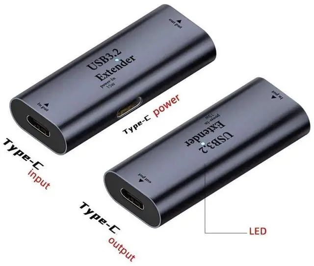 Alt view image 4 of 7 - Active USB-C Female to Female Repeater Adapter with Built-in Signal Booster Chip, USB-C Extension Coupler for Long-Distance Cable Extension