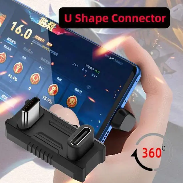 Alt view image 5 of 7 - 2 Pack 180 Degree U Shape USB-C Male to Female Extension Adapter, 20Gbps Data 140W PD Fast Charge 8K@60Hz Video Converter for Steam Deck, ROG Ally, Nintendo Switch