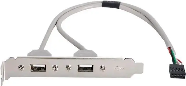 Main image of 9Pin Motherboard USB2.0 Header 1 to 2 Port Multiplier Cable, 40CM Internal Splitter Cord with Full Height 120mm PCI Slot Bracket, Dual USB2.0 Type-A Female Rear Panel Extension Cable