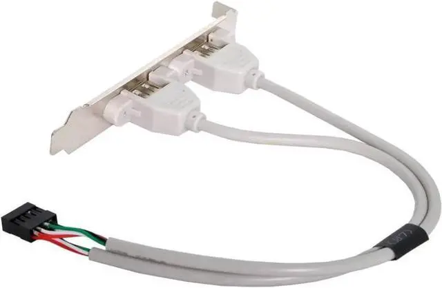 Alt view image 5 of 6 - 9Pin Motherboard USB2.0 Header 1 to 2 Port Multiplier Cable, 40CM Internal Splitter Cord with Full Height 120mm PCI Slot Bracket, Dual USB2.0 Type-A Female Rear Panel Extension Cable