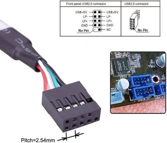 Alt view image 6 of 6 - 9Pin Motherboard USB2.0 Header 1 to 2 Port Multiplier Cable, 40CM Internal Splitter Cord with Full Height 120mm PCI Slot Bracket, Dual USB2.0 Type-A Female Rear Panel Extension Cable