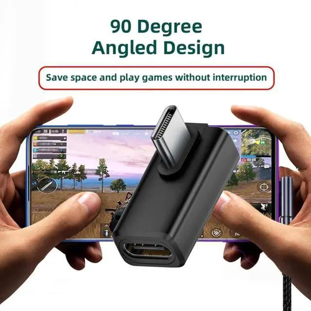 Alt view image 4 of 7 - 90 Degree Right Angle USB-C Extender Adapter, USB4 Type C Male to Female Elbow Connector, 80Gbps Data Transfer, PD 240W Fast Charging, 16K/8K/5K DP Alt Mode Video Output for Thunderbolt 5/4 Laptop, Ha