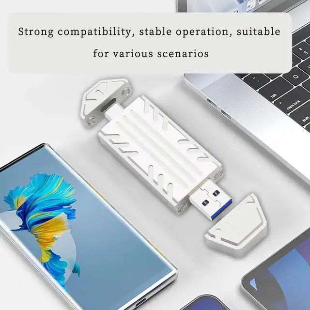 Alt view image 2 of 7 - PH811S-AC M.2 NVMe 2230 SSD Enclosure, USB3.2 Gen2 10Gbps Portable External SSD Case with Built-in USB-A + USB-C Dual Plug for Laptop, PC, Android Phone & Steam Deck