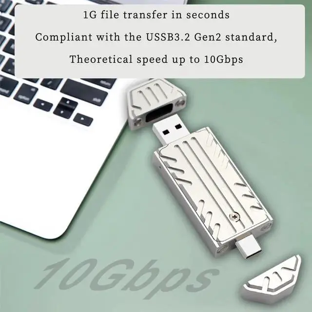Alt view image 7 of 7 - PH811S-AC M.2 NVMe 2230 SSD Enclosure, USB3.2 Gen2 10Gbps Portable External SSD Case with Built-in USB-A + USB-C Dual Plug for Laptop, PC, Android Phone & Steam Deck