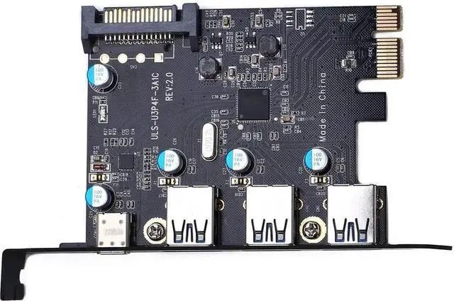 Alt view image 3 of 5 - PCIe to USB 3.0 Expansion Card, 4 Ports (USB-C + USB Type-A) PCI Express USB Add-On Card with 15Pin SATA Power Connector for Desktop PC