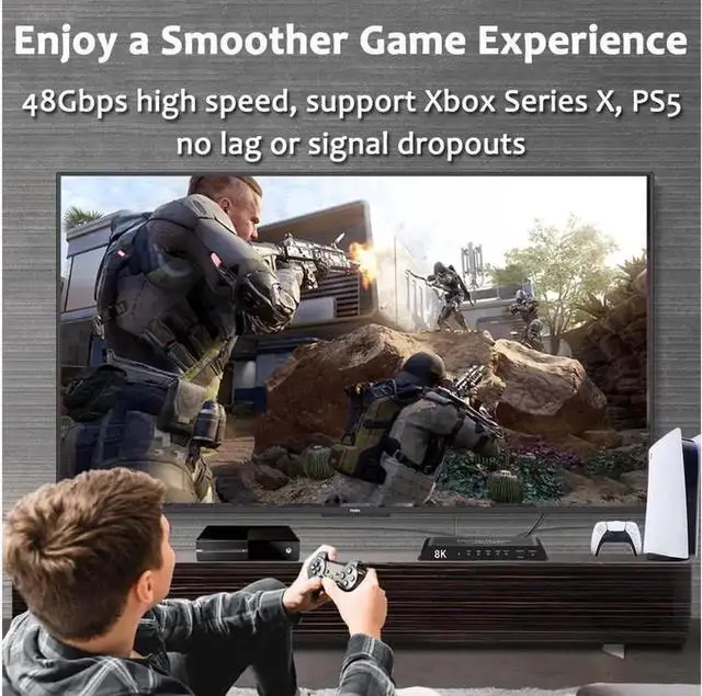 Alt view image 2 of 7 - OZ8Q5 HDMI 2.1 Switch 5 in 1 Out with IR Remote, 48Gbps 8K@60Hz 4K@120Hz HDMI Selector Box Support Dolby Vision HDR10 HDCP2.3 3D for PS5 PS4 Xbox Nintendo Fire Stick TV Projector