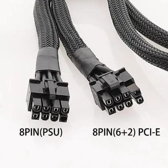 Alt view image 2 of 4 - 65cm 18AWG Sleeved PCIe Single 8Pin to 8(6+2) Graphics Card Power Modular Cable Replacement for Corsair AX/HX/RM/RMX/CX-M, Thermaltake Toughpower TF1 GF1, ARESGAME AGK AGS Series Modular Power Supply