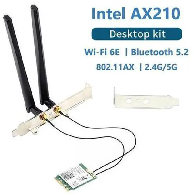 Main image of 3000Mbps WiFi 6E Intel AX210NGW M.2 2230 Key E Wireless Adapter Tri-Band 2.4G 5G 6GHz Bluetooth 5.2 802.11ax/ac MU-MIMO OFDMA NGFF WiFi Card with 6Dbi Antenna Kit for Desktop Windows 10 11