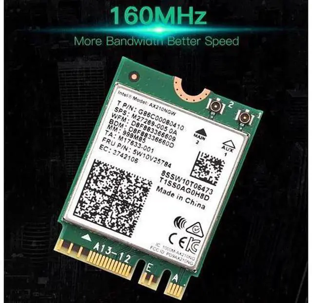 Alt view image 7 of 7 - 3000Mbps WiFi 6E Intel AX210NGW M.2 2230 Key E Wireless Adapter Tri-Band 2.4G 5G 6GHz Bluetooth 5.2 802.11ax/ac MU-MIMO OFDMA NGFF WiFi Card with 6Dbi Antenna Kit for Desktop Windows 10 11