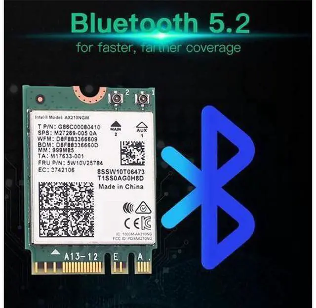 Alt view image 3 of 7 - 3000Mbps WiFi 6E Intel AX210NGW M.2 2230 Key E Wireless Adapter Tri-Band 2.4G 5G 6GHz Bluetooth 5.2 802.11ax/ac MU-MIMO OFDMA NGFF WiFi Card with 6Dbi Antenna Kit for Desktop Windows 10 11