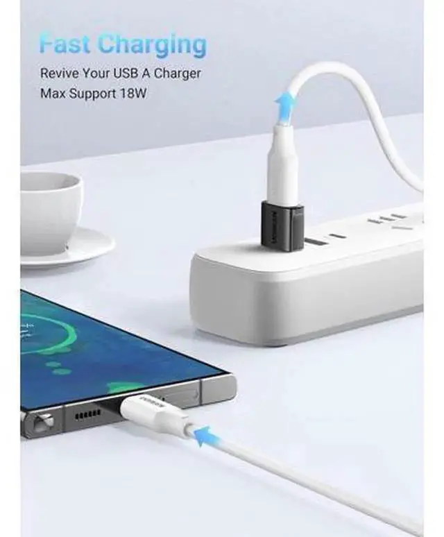 Alt view image 4 of 7 - 3 Pack USB A Male to USB C Female Adapter, 10Gbps High Speed Type-C Charging Data Converter Compatible with iPhone 16 15 Series, iPad, Galaxy S25, Smart Watch, Black