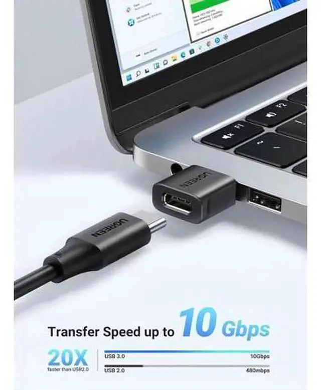 Alt view image 3 of 7 - 3 Pack USB A Male to USB C Female Adapter, 10Gbps High Speed Type-C Charging Data Converter Compatible with iPhone 16 15 Series, iPad, Galaxy S25, Smart Watch, Black