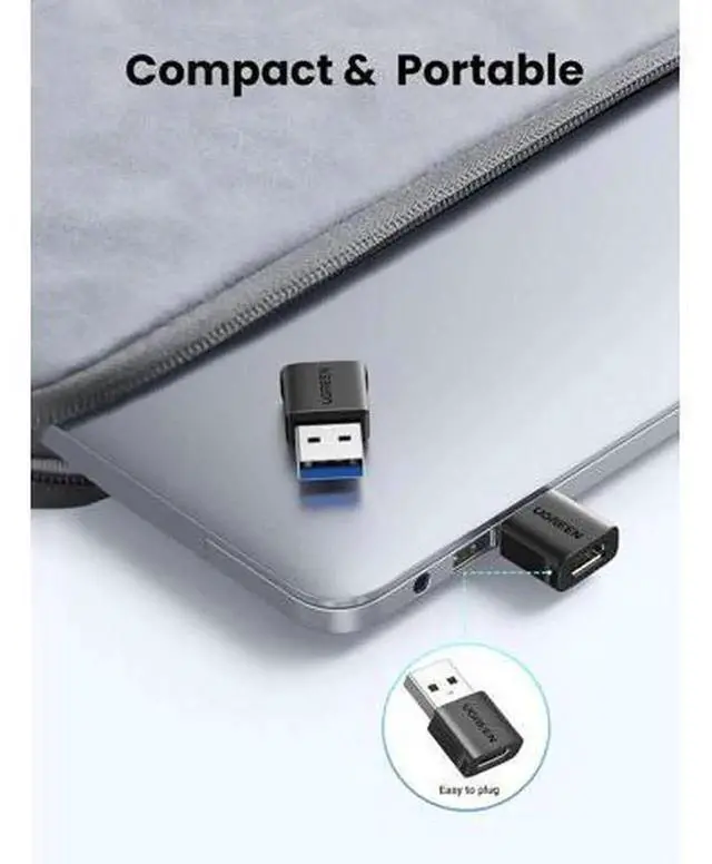Alt view image 7 of 7 - 3 Pack USB A Male to USB C Female Adapter, 10Gbps High Speed Type-C Charging Data Converter Compatible with iPhone 16 15 Series, iPad, Galaxy S25, Smart Watch, Black