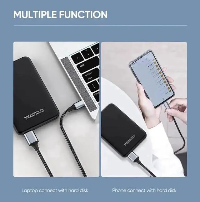 Alt view image 4 of 7 - USB Micro B to USB Type C Cable, 10Gbps Data Transfer & 3A Fast Charging, Nylon Braided Black Cord 0.5M/1.6FT Compatible with MacBook, iPad, Galaxy S24, Laptop, External Hard Drive