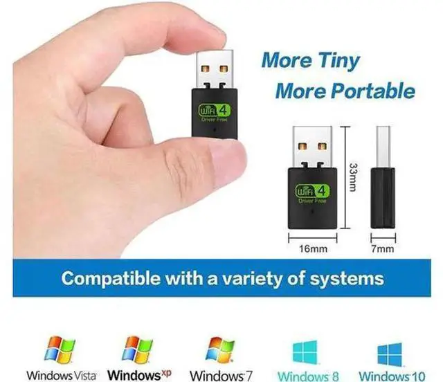 Alt view image 5 of 7 - 300Mbps USB WiFi Adapter Wireless Network Dongle, USB Wireless LAN Card for Desktop Laptop PC, Compatible with Windows 10 / 8 / 7 / XP