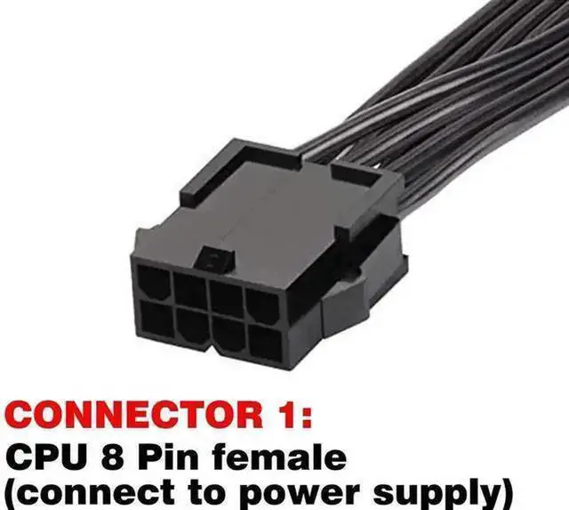 Alt view image 2 of 7 - ATX CPU 8 Pin Female to Motherboard 8Pin Male + 4Pin Male EPS 12V Power Extension Cable, Motherboard Power Converter Adapter Cord 16 Inches for Desktop Mainboard