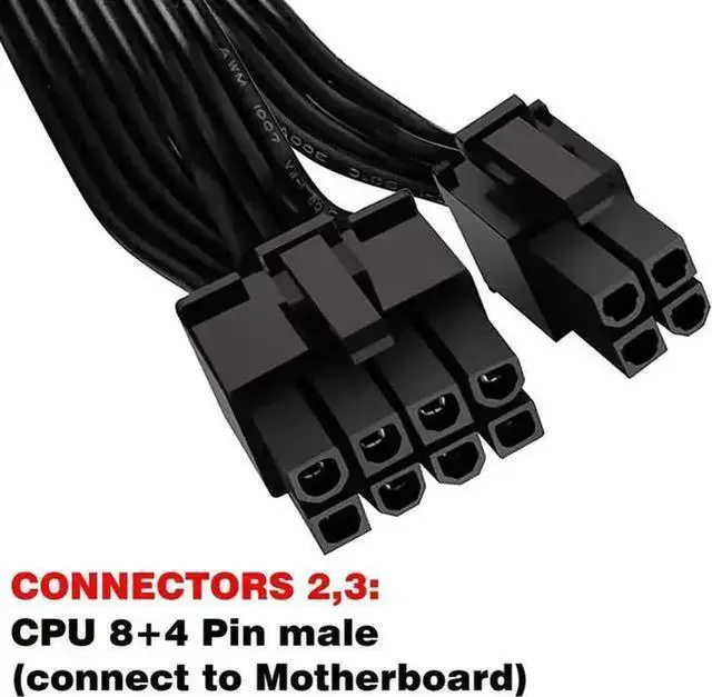 Alt view image 4 of 7 - ATX CPU 8 Pin Female to Motherboard 8Pin Male + 4Pin Male EPS 12V Power Extension Cable, Motherboard Power Converter Adapter Cord 16 Inches for Desktop Mainboard
