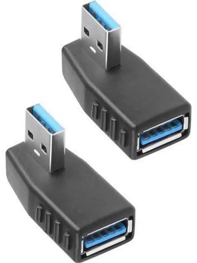 Main image of 90 Degree Right Angle USB 3.0 Adapter, USB A Male to Female Extender Connector, Support 5Gbps Data Transfer & Charging, Compatible with Laptop, Power Bank, Mouse, USB Flash Drive 2 Pack