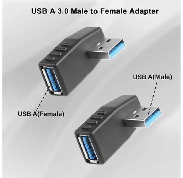 Alt view image 3 of 7 - 90 Degree Right Angle USB 3.0 Adapter, USB A Male to Female Extender Connector, Support 5Gbps Data Transfer & Charging, Compatible with Laptop, Power Bank, Mouse, USB Flash Drive 2 Pack