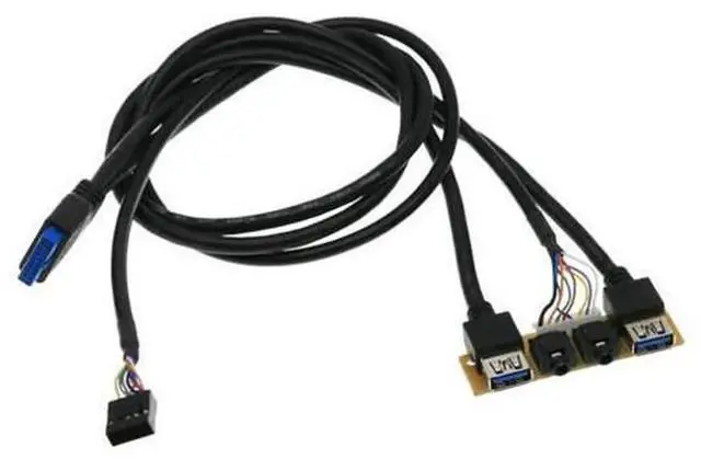 Main image of 60cm PC Front Case Panel Extension Cable, Dual USB3.0 + HD Audio I/O Bezel Internal Wiring Cord, DIY Computer Case Front Port Extension Line