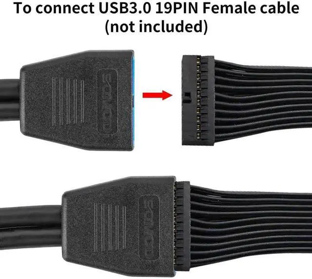 Alt view image 5 of 7 - USB 3.0 19/20 Pin Male to Dual USB 3.0 Type-A Cable, 5Gbps SuperSpeed Motherboard Internal Header Extension Adapter Cable for Desktop PC DIY