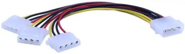 Alt view image 5 of 7 - 2-Pack Molex 4 Pin Power Y Splitter Cable, 1 Male to 3 Female Molex Connector, 8 Inches Internal PC Power Extension Cord