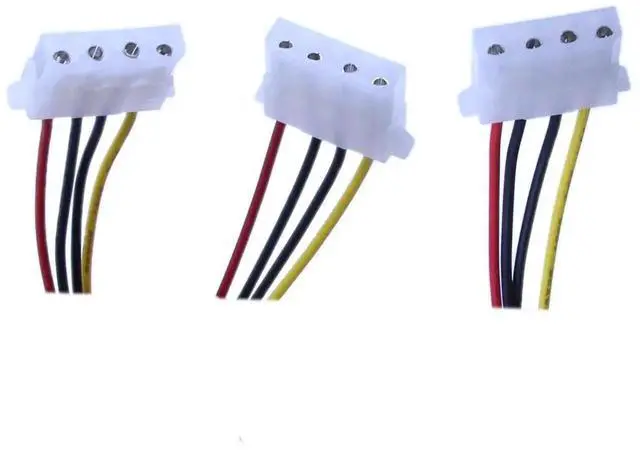 Alt view image 6 of 7 - 2-Pack Molex 4 Pin Power Y Splitter Cable, 1 Male to 3 Female Molex Connector, 8 Inches Internal PC Power Extension Cord
