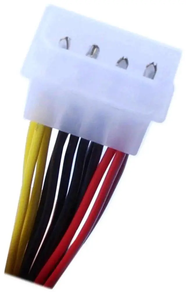 Alt view image 2 of 7 - 2-Pack Molex 4 Pin Power Y Splitter Cable, 1 Male to 3 Female Molex Connector, 8 Inches Internal PC Power Extension Cord