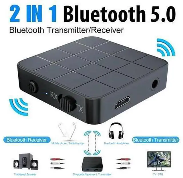Main image of 2-in-1 Bluetooth 5.0 Audio Adapter, Wireless 3.5mm AUX Bluetooth Transmitter and Receiver for TV, Speaker, Headphone, Car Audio