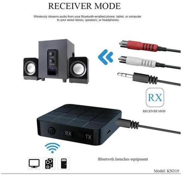 Alt view image 3 of 7 - 2-in-1 Bluetooth 5.0 Audio Adapter, Wireless 3.5mm AUX Bluetooth Transmitter and Receiver for TV, Speaker, Headphone, Car Audio
