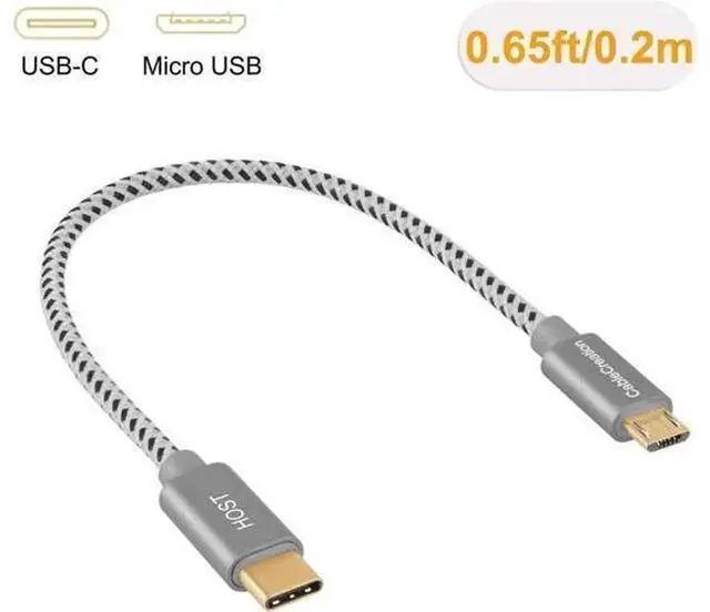 Alt view image 7 of 7 - Short USB C to Micro USB Cable 0.65FT, CableCreation Nylon Braided OTG Cord, 480Mbps Data Transfer, Space Gray, Compatible with MacBook Pro/Air, Galaxy S21/S20/S10, Pixel 5/4/3/2