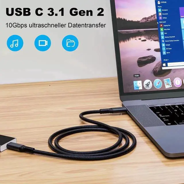 Alt view image 6 of 7 - USB C to USB C 3.1 Cable 3.3FT(1M), 10Gbps Data Transfer, 4K Video Output & 100W PD Fast Charging Cord Compatible with Monitor, Laptop and USB-C Devices
