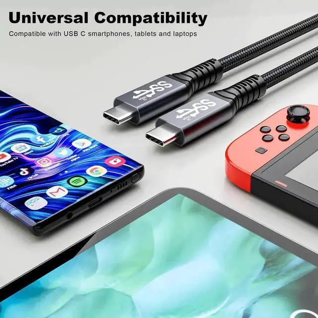 Alt view image 5 of 7 - USB C to USB C 3.1 Cable 3.3FT(1M), 10Gbps Data Transfer, 4K Video Output & 100W PD Fast Charging Cord Compatible with Monitor, Laptop and USB-C Devices