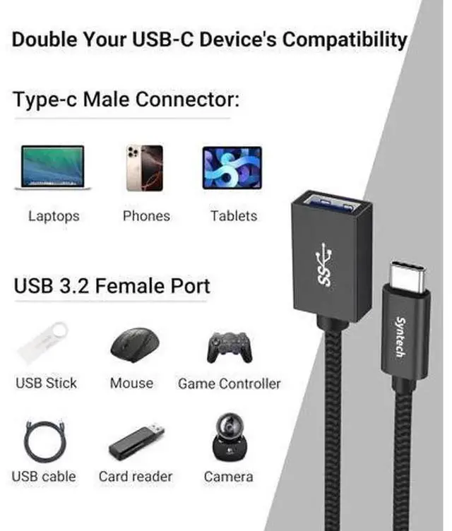 Alt view image 4 of 7 - USB C to USB Adapter 2 Pack, USB 3 Type C Male to USB A Female OTG Converter, Thunderbolt 3 Compatible USB-C to USB Adapter for iPhone 15/16/17 Series, MacBook Pro Air, iPad Mini 6, Android Phones and