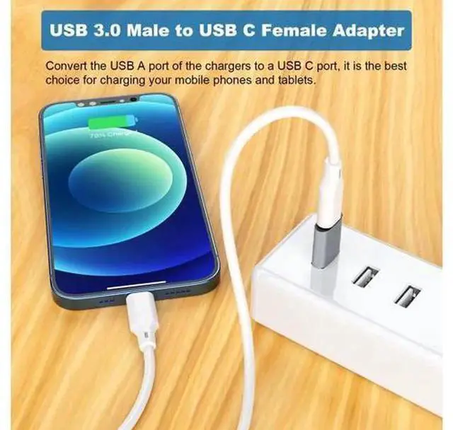 Alt view image 6 of 6 - 6 Pack USB Adapter Set, USB A Male to USB C Male, USB 3.0 A Male to USB-C Female, USB Type-C Male to USB 3.0 A Female Converter Connectors, Grey Multi-Type USB Conversion Adapters