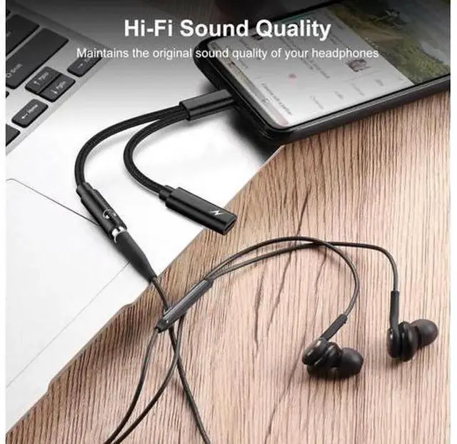 Alt view image 4 of 7 - 2 in 1 USB C to 3.5mm Headphone and Charger Adapter, Type C to Aux Audio Jack Dongle with PD 60W Fast Charging Compatible with Galaxy S25 S24 S23 Ultra A55 A35 A16 A15 A54, iPhone 16