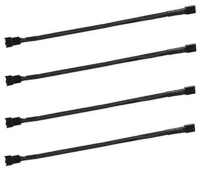 Main image of 4-Pack 4-Pin PWM Fan Splitter Extension Cable 11.8 Inch Braided Sleeved PC Fan Power Adapter, Case Male to Female Converter Compatible with 3-Pin & 4-Pin ATX Computer Cooling Fans