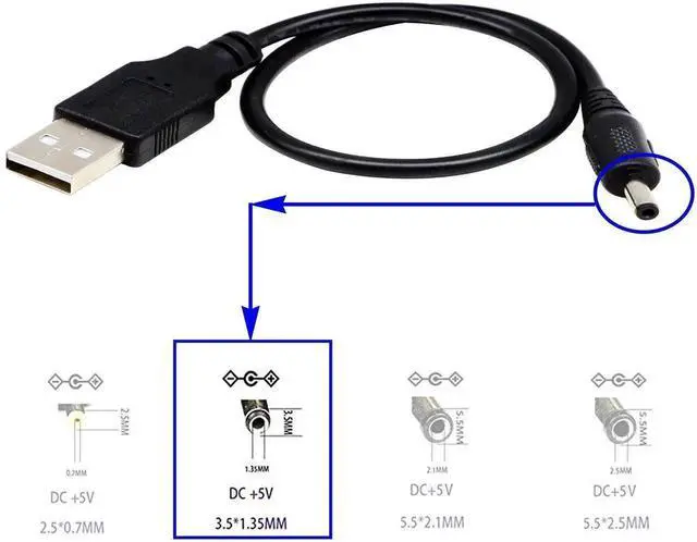Alt view image 6 of 7 - 2 Pack USB 2.0 A Male to DC 3.5x1.35mm Male Power Cable 28CM, 11 Inch DC Barrel Jack Charging Cord, 5V USB to DC Power Adapter for Tablet, Electronic Dog, Access Control Attendance System