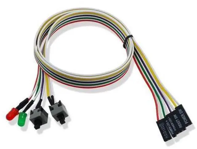 Main image of Desktop PC Case Power Switch Cable with LED Light, Single Power Reset Button Lead, Computer Chassis Power Supply & HDD Reset Switch Wire for DIY PC Assembly