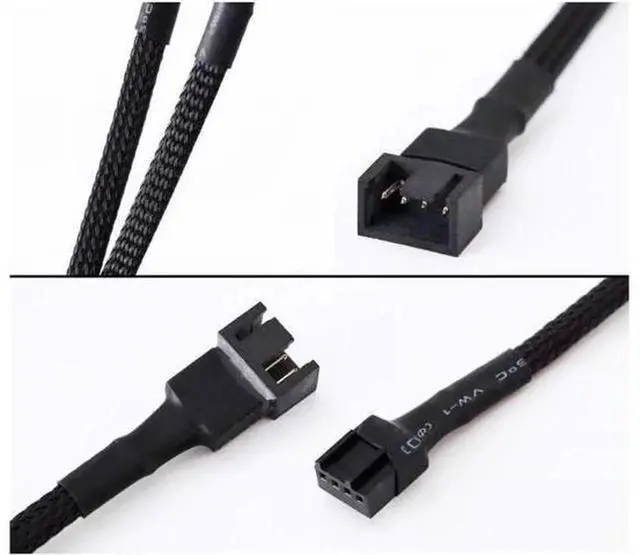 Alt view image 2 of 4 - DIXSG 10 Pack 11.8 Inch PWM Fan Extension Cable, Black Nylon Braided PC Fan Power Cord, Compatible with ATX 3-Pin & 4-Pin Computer Case Cooling Fans